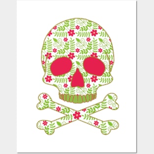 Skull with Flowers Posters and Art